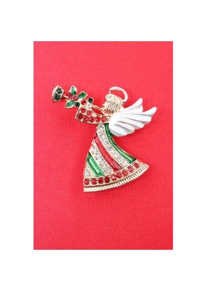 Noel Meleği Broş. Taşlı Tasarım Noel Melekli Broş. Yaka Iğnesi Broş. Kadın Broş. Broş.