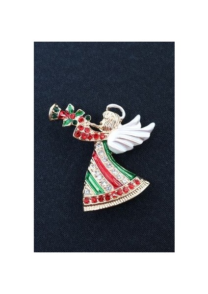Noel Meleği Broş. Taşlı Tasarım Noel Melekli Broş. Yaka Iğnesi Broş. Kadın Broş. Broş. fırsatları