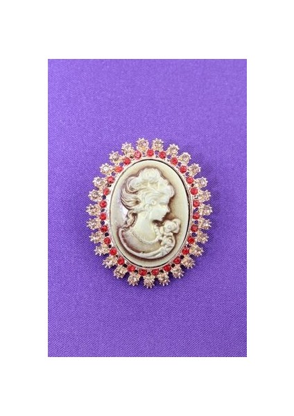 Cameo Vintage Broş. Taşlı Tasarım Cameo Vintage Broş. Yaka Iğnesi Broş. Kadın Broş. Broş