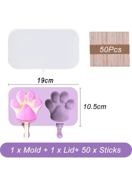 Kapaklı 2 Paws Silikon Dondurma Kalıbı Kapaklı Dondurma Kalıpları Dıy Ev Yapımı Buz Lolly Kalıp Dondurma Popsicle Ice Pop Maker Kalıp (Yurt Dışından)