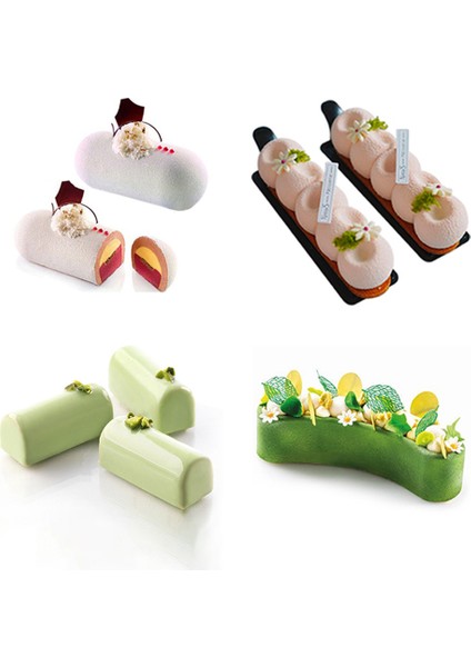 No.4 Stili Şerit Şekli Silikon Kek Kalıpları Pişirme Trüf Mousse Tatlı Pasta Kek Kalıpları Şifon Brownie Pan Araçları (Yurt Dışından) fiyatları