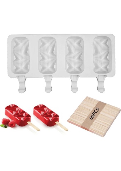 Sadece Kalıp-8 Stili 4-Cavity Pişirme Mini Silikon Dondurma Kalıpları Popsicle Kalıpları Kek Çikolatalı Cakesicle Kalıp Dıy Ice Pops Oval Için (Yurt Dışından) modelleri
