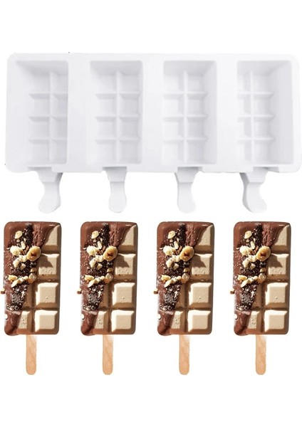 Sadece Kalıp-8 Stili 4-Cavity Pişirme Mini Silikon Dondurma Kalıpları Popsicle Kalıpları Kek Çikolatalı Cakesicle Kalıp Dıy Ice Pops Oval Için (Yurt Dışından) fırsatları