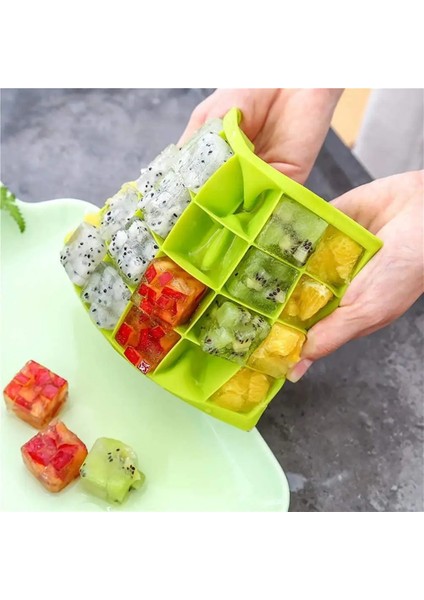 Küçük Yeşil Stil 24 Kavite Silikon Buz Küpü Tepsileri Kare Dondurucu Maker Viski Kokteyl Mutfak Bar Için Çıkarılabilir Plastik Kapaklı Buz Küpü Kalıp (Yurt Dışından) modelleri