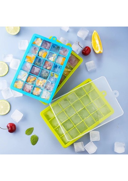 Küçük Yeşil Stil 24 Kavite Silikon Buz Küpü Tepsileri Kare Dondurucu Maker Viski Kokteyl Mutfak Bar Için Çıkarılabilir Plastik Kapaklı Buz Küpü Kalıp (Yurt Dışından) fırsatları