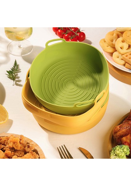 E Tarzı Yeniden Kullanılabilir Hava Fritözler Fırın Pişirme Tepsisi Hava Fritöz Silikon Izgara Tavası Pizza Tabağı Sepeti Mat Hava Fritöz Pot Yedek Astar Aksesuarı (Yurt Dışından) fırsatları