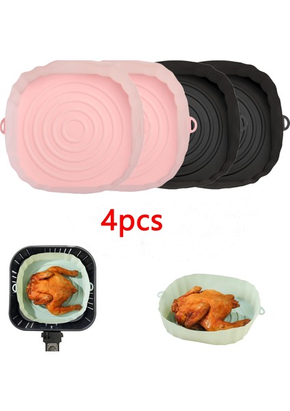 Bej Tarzı Hava Fritöz Tava Silikon Sepet Airfryer Fırın Pişirme Silikon Tepsi Yeniden Kullanılabilir Airfryer Pot Tava Astar Kalıp Pizza Kızarmış Tavuk (Yurt Dışından)