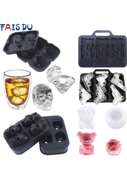 Büyük Gül Tarzı 3D Elmas Kafatası Buz Kalıbı Tepsi Viski Kokteyller Içecekler Için Istiflenebilir Silikon Buz Küpü Kalıpları Buzlu Çay Bloom Gül (Yurt Dışından) modelleri