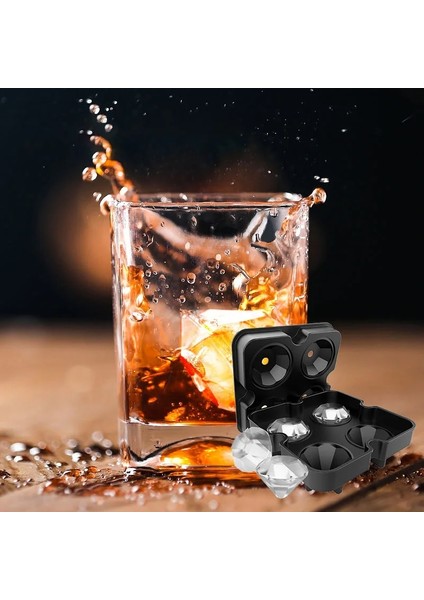 Siyah Stil Yeni 3D Elmas Buz Kalıp Içecek Viski Şarap Bira Buz Küpü Makinesi Silikon Tepsiler Kalıp Mutfak Aletleri Ev Bar Partisi Için Sıcak Satış (Yurt Dışından) fiyatları