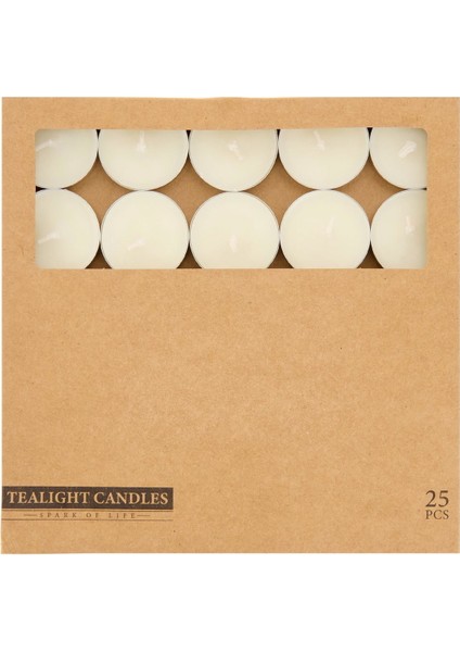 25'li Tealight Mum - Beyaz - 3,8 cm