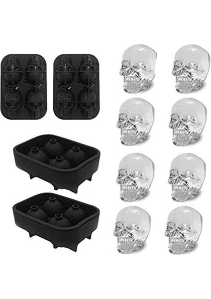 Küçük Viski Buz Topu Kalıp Kafatası, 2-Set 8 Küçük Küre Buz Küpü Kalıpları, Yuvarlak Buz Küpü Gıda Sınıfı Kolay Bırakılan Yeniden Kullanılabilir Silikon (Yurt Dışından) fiyatları