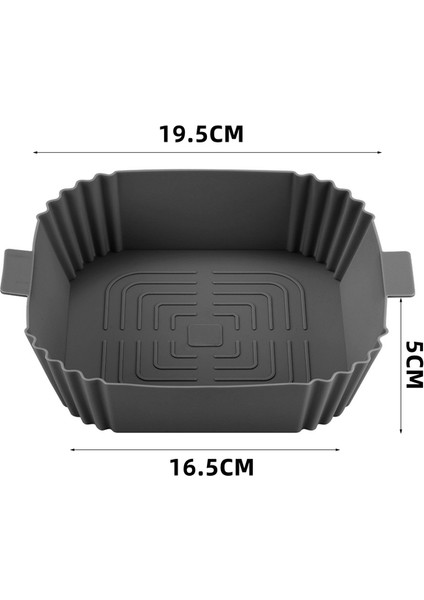 16,5cm-Gri Tarz Hava Fritöz Kare Silikon Astar Hava Fritöz Fırın Fırın Tepsisi Yeniden Kullanılabilir Hava Fritözler Tava Değiştirme Izgara Sepeti Mat Pot Aksesuarları (Yurt Dışından)