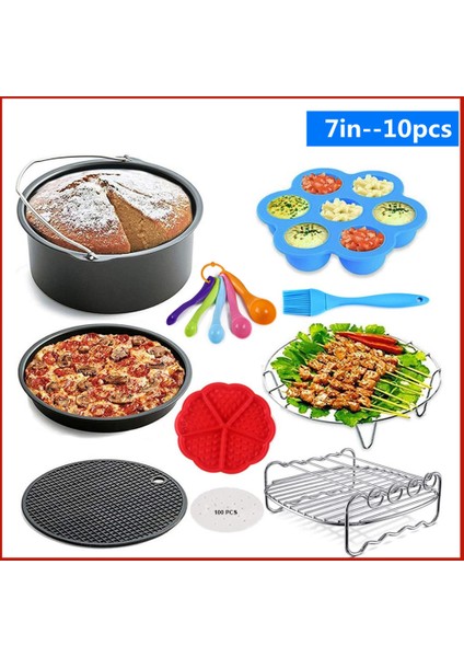 6'sı 10'lu Stil Airfryer Aksesuarları Inç Airfryer Için Fit Qt Pişirme Sepeti Pizza Tabağı Izgara Pot Mutfak Pişirme Aracı Parti Için (Yurt Dışından) fırsatları