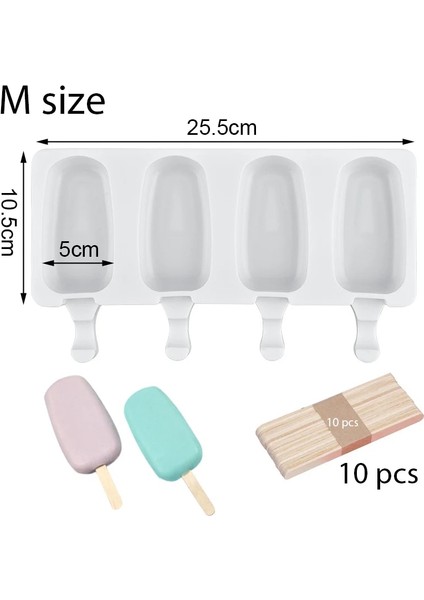 258X146X26 mm Stili Gıda Güvenli Silikon Dondurma Kalıpları 4 Hücreli Dondurulmuş Buz Küpü Kalıpları Popsicle Maker Dıy Ev Yapımı Dondurucu Buz Lolly Kalıp (Yurt Dışından)