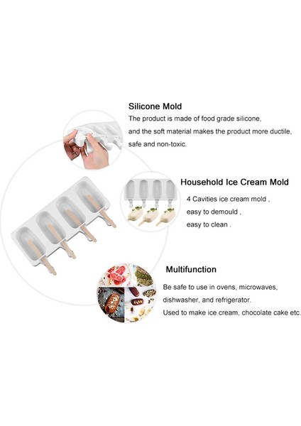 258X146X26 mm Stili Gıda Güvenli Silikon Dondurma Kalıpları 4 Hücreli Dondurulmuş Buz Küpü Kalıpları Popsicle Maker Dıy Ev Yapımı Dondurucu Buz Lolly Kalıp (Yurt Dışından) fırsatları