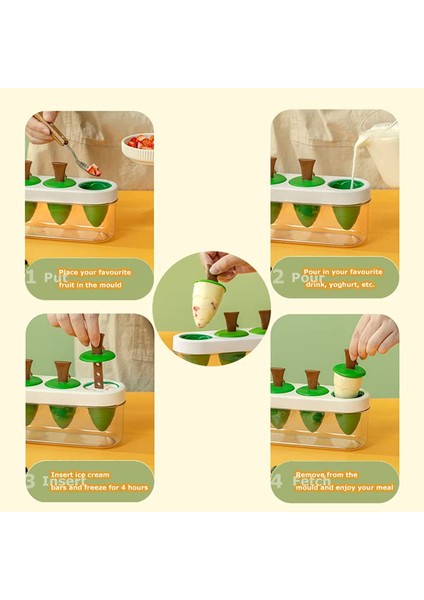 B Tarzı Popsicle Kalıpları Çocuk Seti 4 Parça Mlicone Dondurma Kalıpları Yeniden Kullanılabilir Ağaç Dondurma Kalıpları (Yurt Dışından) indirimleri