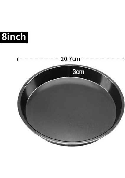 8 Inç Tarzı Inç Yapışmaz Pizza Fırını Tavalar Kalınlaşma Yuvarlak Sebzelik Pişirme Tepsisi Karbon Çelik Pişirme Derin Çanak Tava Airfryer Pişirme Aracı Için (Yurt Dışından)