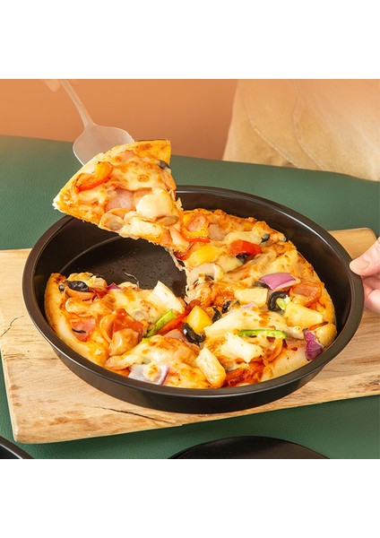 8 Inç Tarzı Inç Yapışmaz Pizza Fırını Tavalar Kalınlaşma Yuvarlak Sebzelik Pişirme Tepsisi Karbon Çelik Pişirme Derin Çanak Tava Airfryer Pişirme Aracı Için (Yurt Dışından)