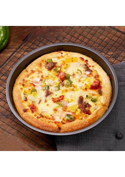 8 Inç Tarzı Inç Yapışmaz Pizza Fırını Tavalar Kalınlaşma Yuvarlak Sebzelik Pişirme Tepsisi Karbon Çelik Pişirme Derin Çanak Tava Airfryer Pişirme Aracı Için (Yurt Dışından)