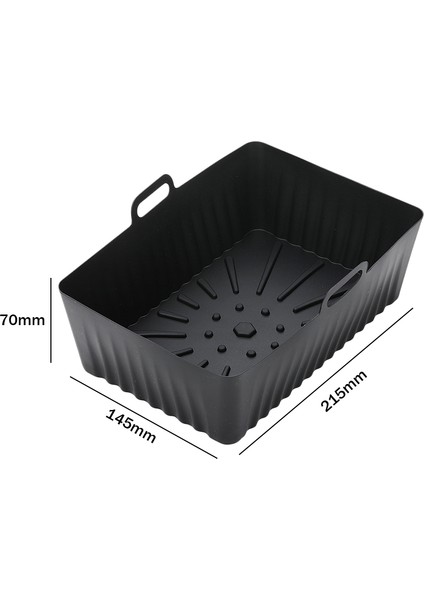 Siyah Stil Silikon Hava Fritözler Fırın Pişirme Tepsisi Katlanabilir Yedek 19 cm Kare Şekilli Pizza Sepeti Mat Saplı Mutfak Aksesuarları (Yurt Dışından)