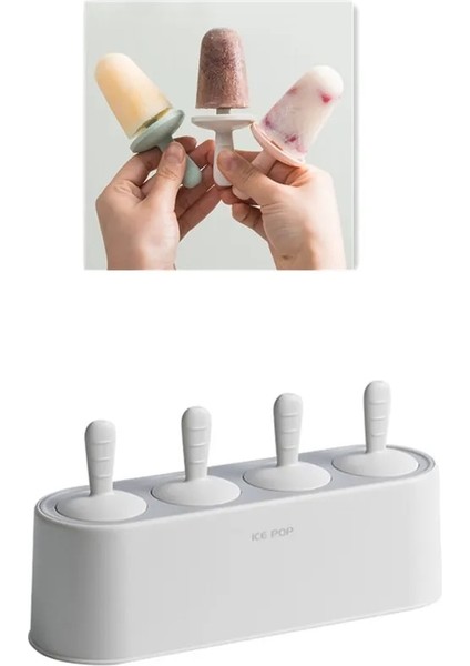 Kırmızı Stil Dondurma Kalıbı Buzlu Şeker Dıy Aracı 4 Delikli Ev Yapımı Buz Pop Yapma Kutusu Dondurma Araçları Buz Kutusu Silikon Buzlu Şeker Kutusu Mutfak Aracı (Yurt Dışından)