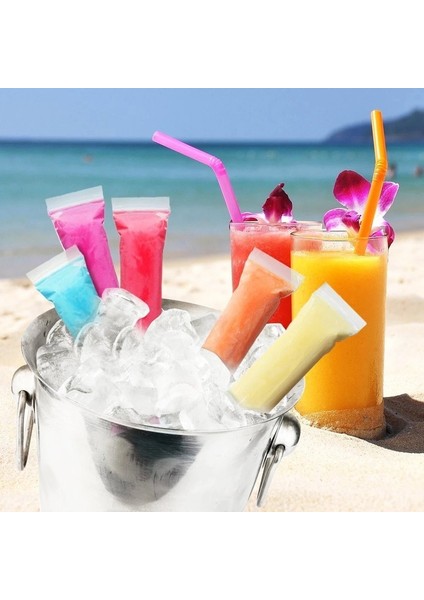 50 Adet Tarzı Çantalar Tek Kullanımlık Dıy Buz Pop Kalıpları Katlanabilir Hunili Çantalar Yoğurt Buz Şekeri Veya Freeze Pops Için Ücretsiz Zip-Top Buz Popsicle Kesesi (Yurt Dışından)