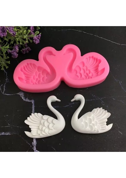 Pembe Tarzı Çift Kuğu Silikon Kalıp 3D Fondan Kek Dekorasyon Kalıp Sabun Kalıpları Çikolatalı Kurabiye Pasta Pişirme Aracı Mutfak Aksesuarları (Yurt Dışından)
