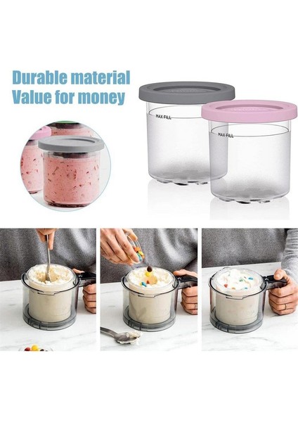 Gripembe Tarzı Dondurma Pintleri Pint Dondurma Kapları Bardak Yeniden Kullanılabilir Dondurucu Saklama Küvetleri Ev Yapımı Dondurma Kaseleri (Yurt Dışından)