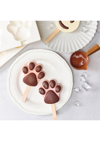 Beyaz Stil Dondurma Silikon Kalıp Dıy Köpek Pençe Şekilli Buz Küpü Yapma Kalıp Yapışmaz Fransız Mousse Yaz Buz Popsicle Kalıp Mutfak Gadget (Yurt Dışından)
