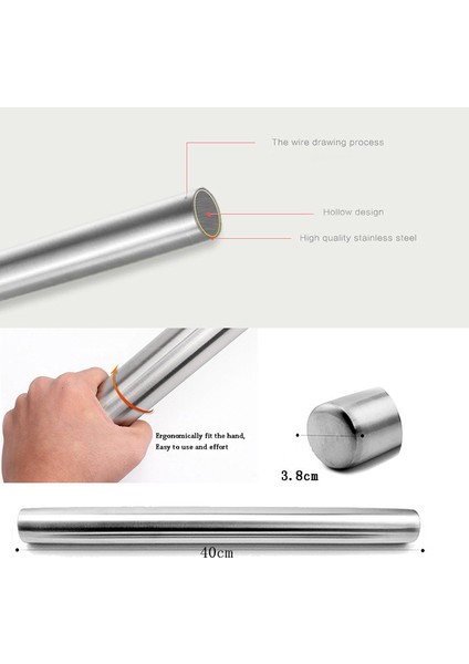 Gümüş Tarzı 40CM G.a Homefavor Haddeleme Paslanmaz Çelik El Hamur Açma Makinesi Fırında Kek Pizza Pasta Aksesuarları Yapışmaz Mutfak Eşyaları (Yurt Dışından) modelleri