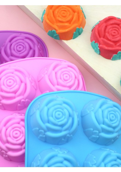 Mavi Stil Kek Mus Kalıp Gül Çiçek Krizantem Silikon Fırın Tepsisi Buz Küpü Tepsi Çikolata Şeker Jöle Buz Küpü Muffin El Yapımı Sabun (Yurt Dışından)