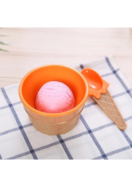 Turuncu Tarzı Sıcak Satış Şeker Renk Dondurma Yeniden Kullanılabilir Kaseler ve Kaşık Çocuklar Için Harika Hediye Tatlı Dondurma Kaseleri Dondurma Kupası (Yurt Dışından)
