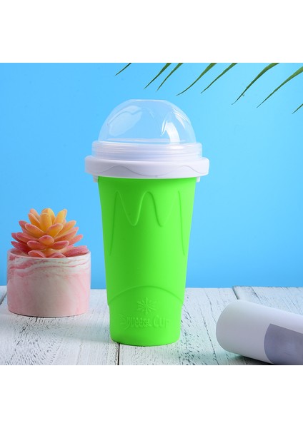 Yeşil Stil Silikon Hızlı Slushy Yapımcısı Bardak Dondurma Yapma Makinesi Fincan Dıy Ev Yapımı Dayanıklı Sıkma Hızlı Soğutma Fincan Milkshake Şişesi Smoothie Fincan (Yurt Dışından)
