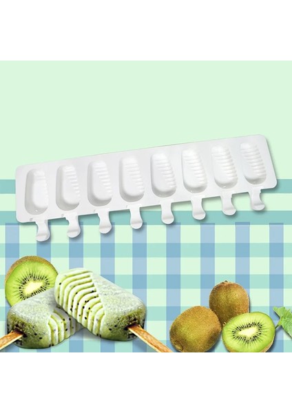 Mavi Stil 4 Delikli Silikon Dondurma Kalıbı Buz Küpü Tepsisi Buzlu Şeker Varil Diy Kalıp Tatlı Dondurma Kalıbı Buzlu Şeker Çubuğu ile (Yurt Dışından) indirimleri