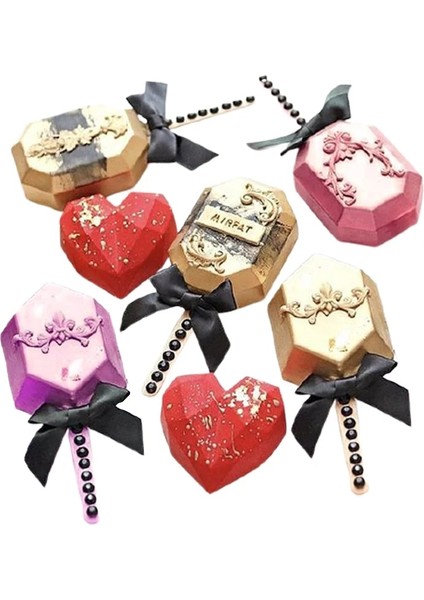SH0101298 Set Stili 4 Kavite Eşkenar Dörtgen Mücevher Silikon Dondurma Kalıpları Şerit Dondurma Kalıpları ve Çubuklar Tatlı Araçları Yaz Buzlu Kek Tepsisi (Yurt Dışından) modelleri
