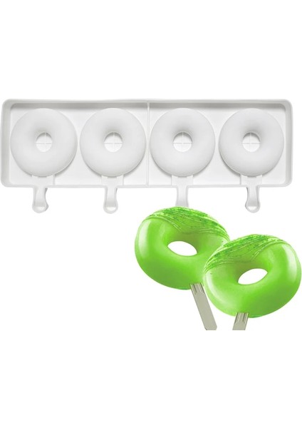 SH0101300 Set Stili Meibum Silikon Dondurma Kalıpları 4 Kavite Donut Şekilli Dondurma Kalıpları Buz Küpü Tepsisi Yaz Dondurucu Suyu Jöle Aletleri ve Çubukları (Yurt Dışından) modelleri