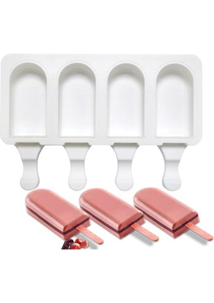 SH0101300 Set Stili Meibum Silikon Dondurma Kalıpları 4 Kavite Donut Şekilli Dondurma Kalıpları Buz Küpü Tepsisi Yaz Dondurucu Suyu Jöle Aletleri ve Çubukları (Yurt Dışından) indirimleri