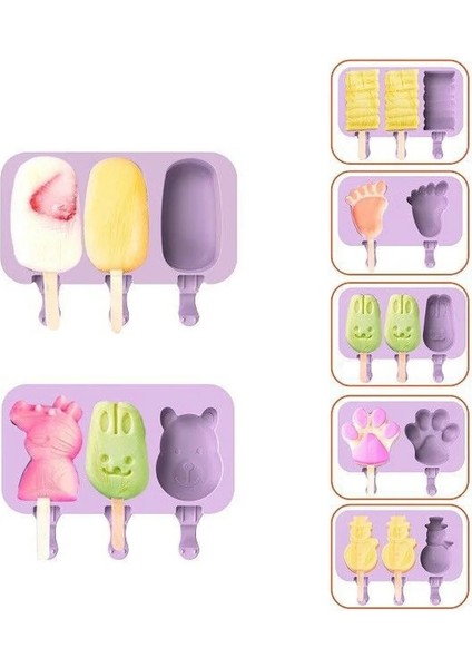 B Tarzı 3 Delik Ayak Izi Tavşan Kardan Adam Silikon Dondurma Kalıpları Dondurma Makinesi Kalıp Mutfak Alet Aksesuarları (Yurt Dışından) fiyatları