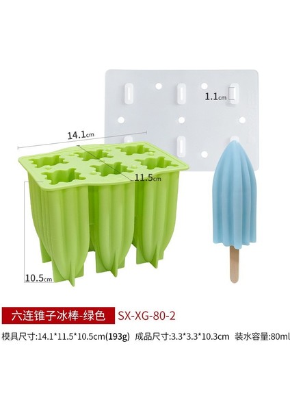 D-Yeşil Tarzı 6 Delik Spiral Dondurma Silikon Kalıp Ev Yapımı Çocuk Popsicle Makinesi Gıda Sınıfı Dondurma Tatlı Jöle Küp Buz Kalıbı Kapaklı (Yurt Dışından)