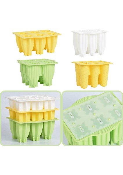D-Yeşil Tarzı 6 Delik Spiral Dondurma Silikon Kalıp Ev Yapımı Çocuk Popsicle Makinesi Gıda Sınıfı Dondurma Tatlı Jöle Küp Buz Kalıbı Kapaklı (Yurt Dışından) indirimleri