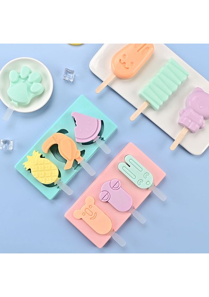 G-Pembe Tarzı 3 Delik Silikon Kalıp Silikon Dondurma Kalıp Popsicle Kalıpları Dıy Çikolata Tatlı Dondurma Kalıp Buz Yaz Parti Malzemeleri (Yurt Dışından)