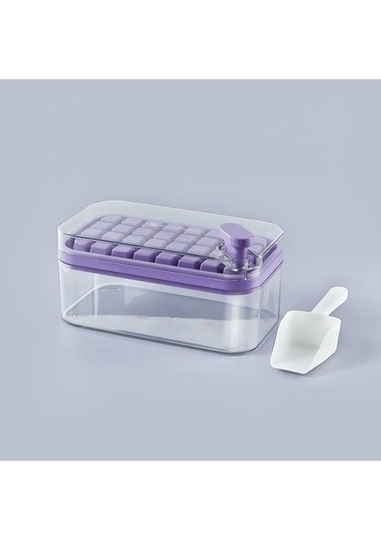 Mor Tarzı Yeni Tip Küçük Kare Buz Küpü Plastik Kalıp Buz Tepsisi Yeniden Kullanılabilir Gıda Sınıfı Damgalı Buz Saklama Kapaklı Kutu Buz Küpü El Sanatları Soğuk (Yurt Dışından)