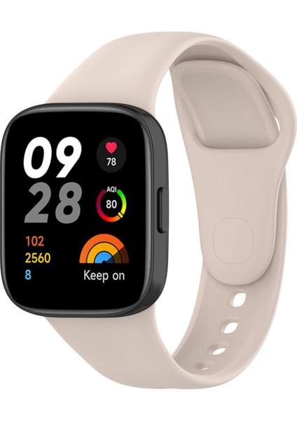 Xiaomi Redmi Watch 3 Uyumlu Krd-81 Uyumlu Kordon Zore - Krem