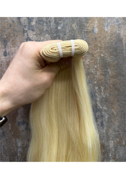 Hair 70CM Dip Uç Bir Platin Renk (#613) Özbek Saçı, Tress ,100GR, (100% Gerçek Insan Saçı)