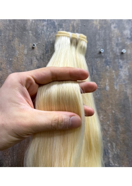 Hair 70CM Dip Uç Bir Platin Renk (#613) Özbek Saçı, Tress ,100GR, (100% Gerçek Insan Saçı)