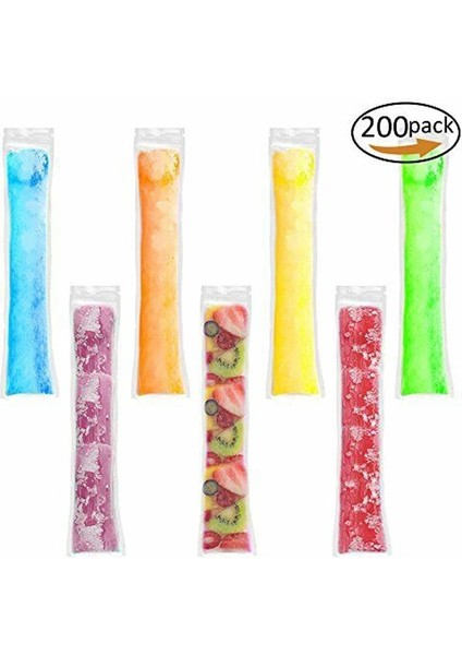 200 Adet Buz Dondurma Kalıpları Çanta Şeker Tüpü Zip-Lock Kılıfı Dondurma Pops Içecek Dondurucu Buzdolabı Malzemeleri Mutfak Buz Yapma Aracı (Yurt Dışından)