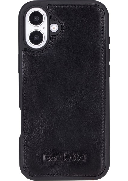 Apple iPhone 16 Plus Uyumlu, Deri, El Yapımı Kılıf, Parlak Siyah indirimleri