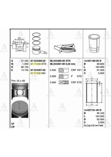 06-253307-00 Segman Jp R2 E2200-BESTA 86.50MM 95 2X2X3 F2Y111SDX