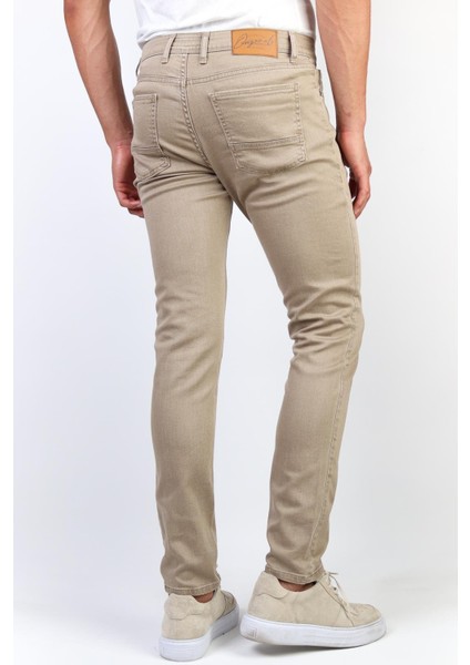 - Bej Slim Fit Likralı Jean Erkek Kot Pantolon Bej modelleri