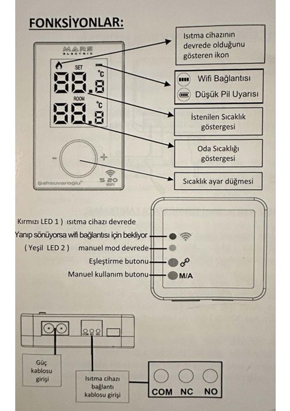 S20 Digital Wifi Beyaz Oda Termostat